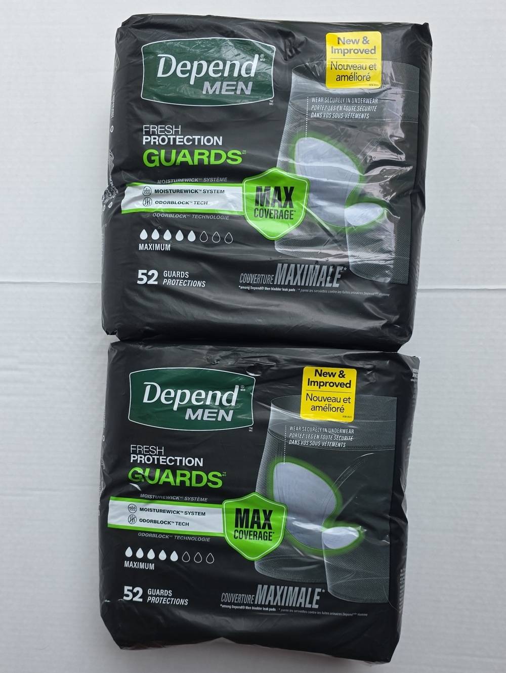 Depend Guards Incontinence Pads for Men, 52 ct- 2 packs